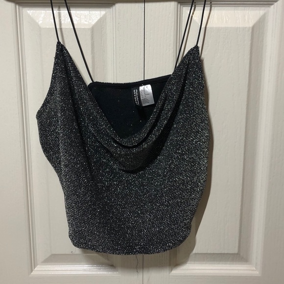 Sexy Y2K silver cowl neck top - Picture 2 of 5